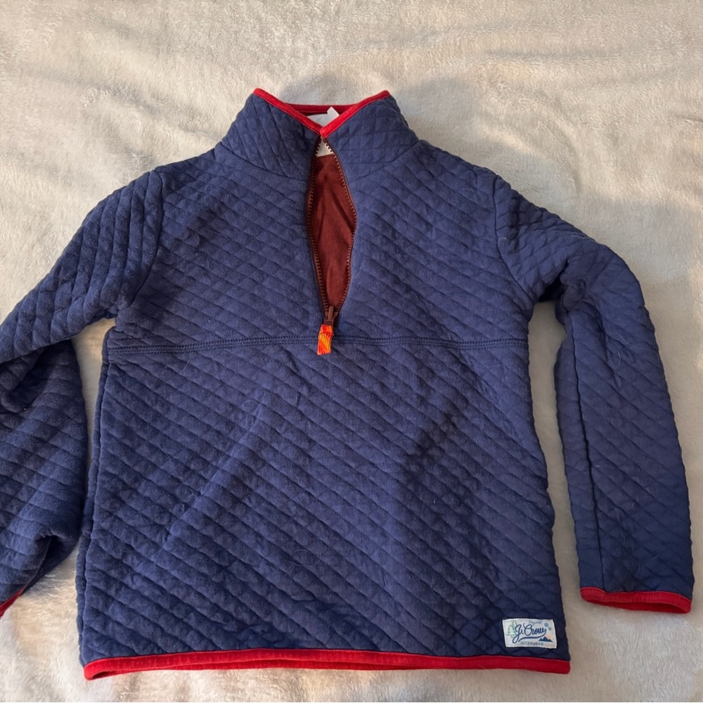 Crewcuts Blue and Red Quilted Sweatshirt with Stand-Up Collar